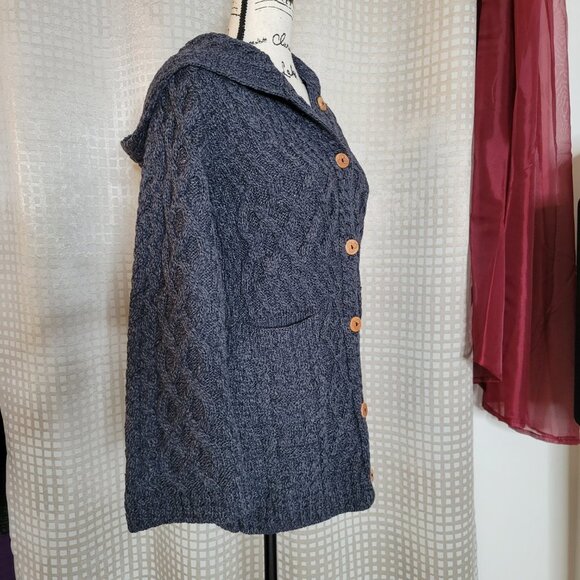 Kilronan Merino Wool Bell Sleeve Hooded Cardigan Sweater - Size XS - Picture 3 of 9